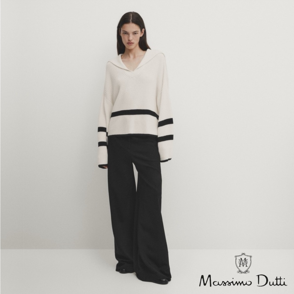 Massimo duti open v neck cotton sweater